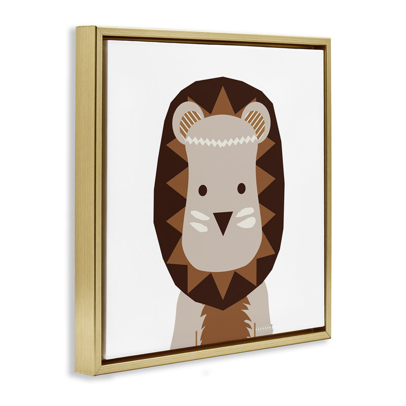  «Neutral Tone Lion» par Daniela Santiago, H 18 po x l 18 po, Cadre flottant métallique doré