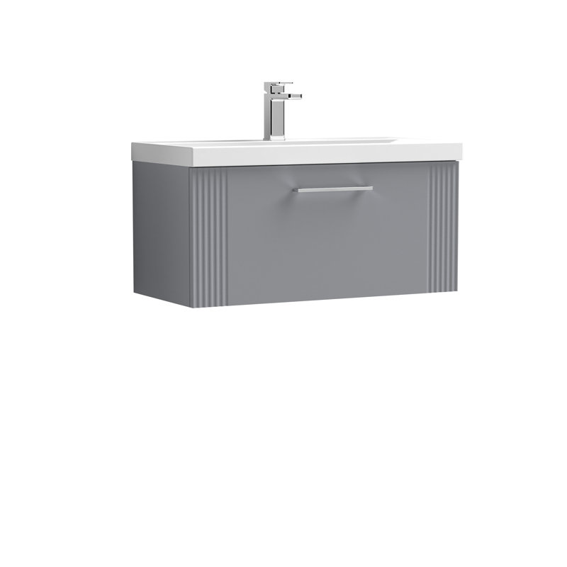Deco 810mm Single Bathroom Vanity with Integrated Vitreous China Basin, Satin Gray