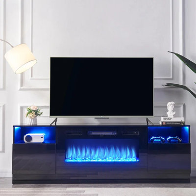 Hohenstein 70'' Fireplace Media Console, LED TV Stand for TVs Up to 80"" with 36"" Electric Fireplace -  Ivy Bronx, FD0FC0BC0817438E8318A6A58F418AFD