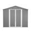 Remise de rangement extérieure 8 x 12 pi, grand rangement pour outils en métal avec cadre en aluminium et portes verrouillables, rangement pour pelouse de jardin, gris