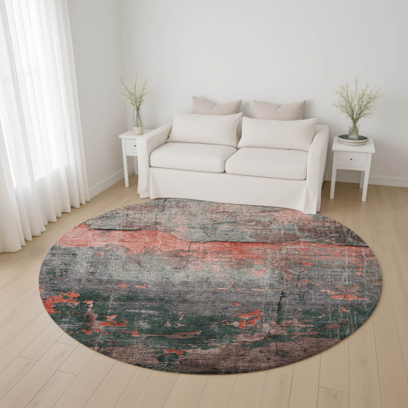 Premium Machine Washable Larrison AMF1780 Modern Rug, Round 8'