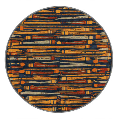 Washable Pan Flute Music Area Rug