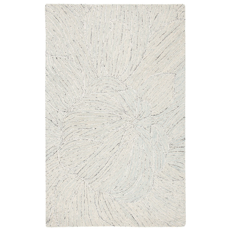 Tapis floral en laine et coton touffeté à la main Metro, Rectangle 4 pi x 6 pi