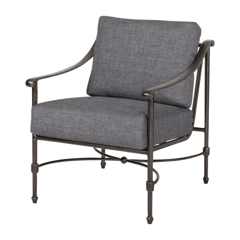 Morro Bay Outdoor Lounge Chair, Cast Slate Sunbrella® Plainweave, Midnight Gold