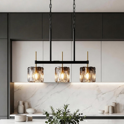 3-Light Modern Smoked Glass Pendant Ligh