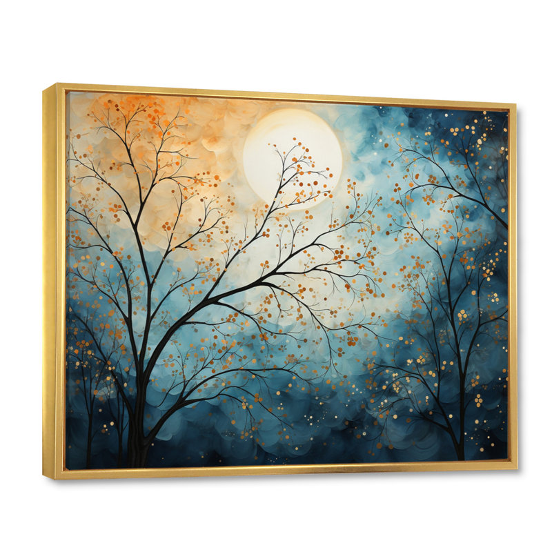 Ciel céleste mosaïque paysage V - impression, H 24 po x l 32 po x P 1 po, Cadre flottant doré