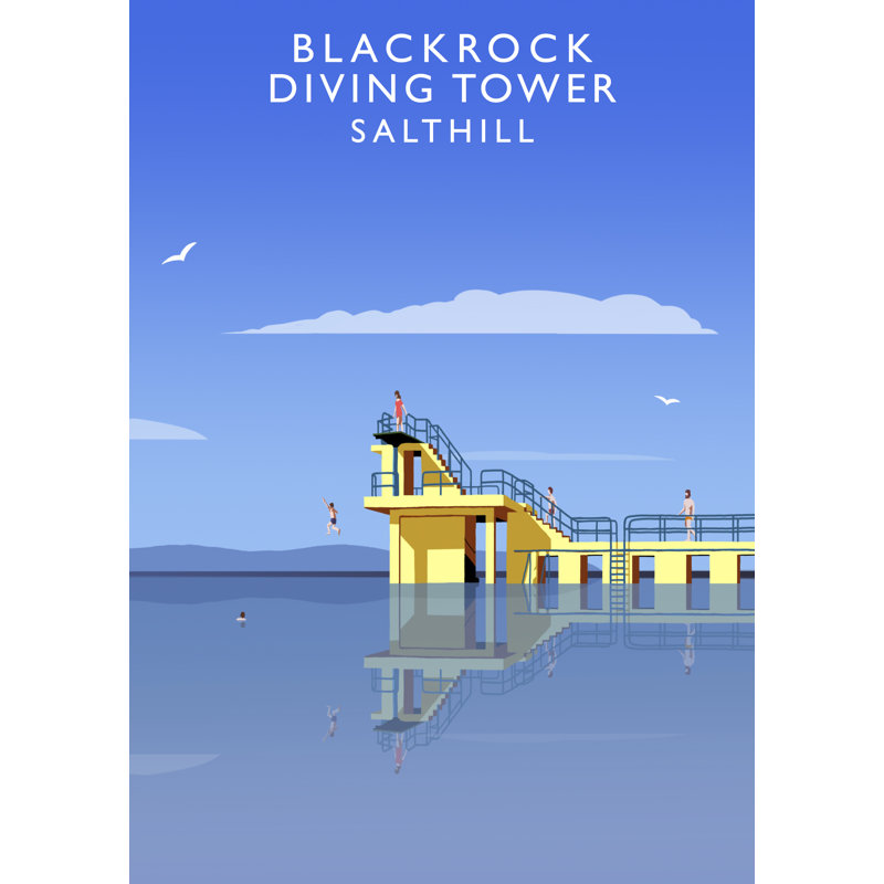 Black Rock Diving Tower by Richard O'Neil - Print, 40 cm H x 30 cm W x 1 cm D, No Frame