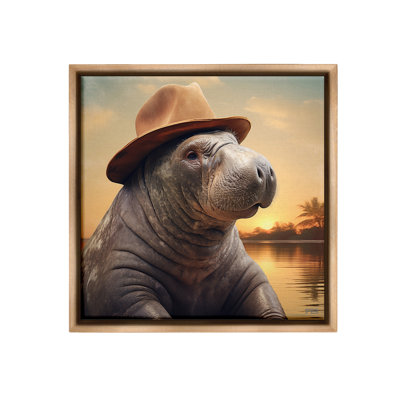 " Tropical Manatee At Sunset Floater Frame " by RB