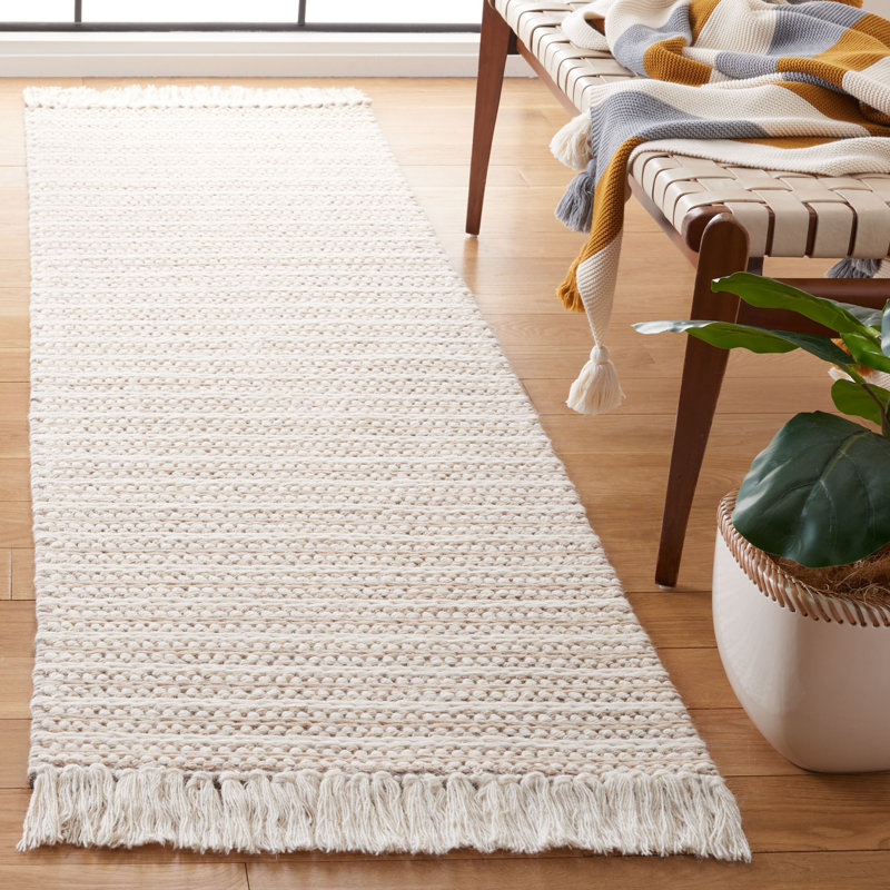 Tausin Hand Woven Wool Striped Rug, Runner 2'3" x 8'