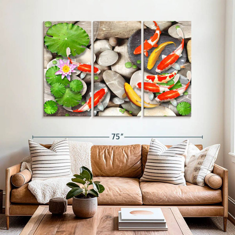 Brampt Pond With Koi, 42" H x 65" W