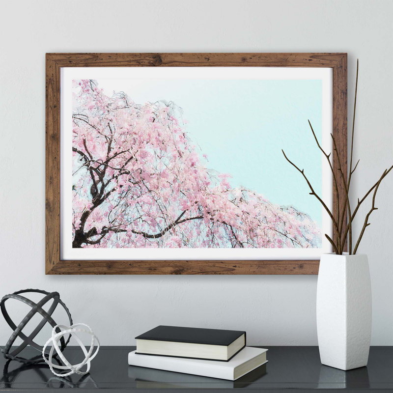 Pink Cherry Blossom Tree - Single Picture Frame Painting, Walnut, 33cm H x 45cm W x 2cm D
