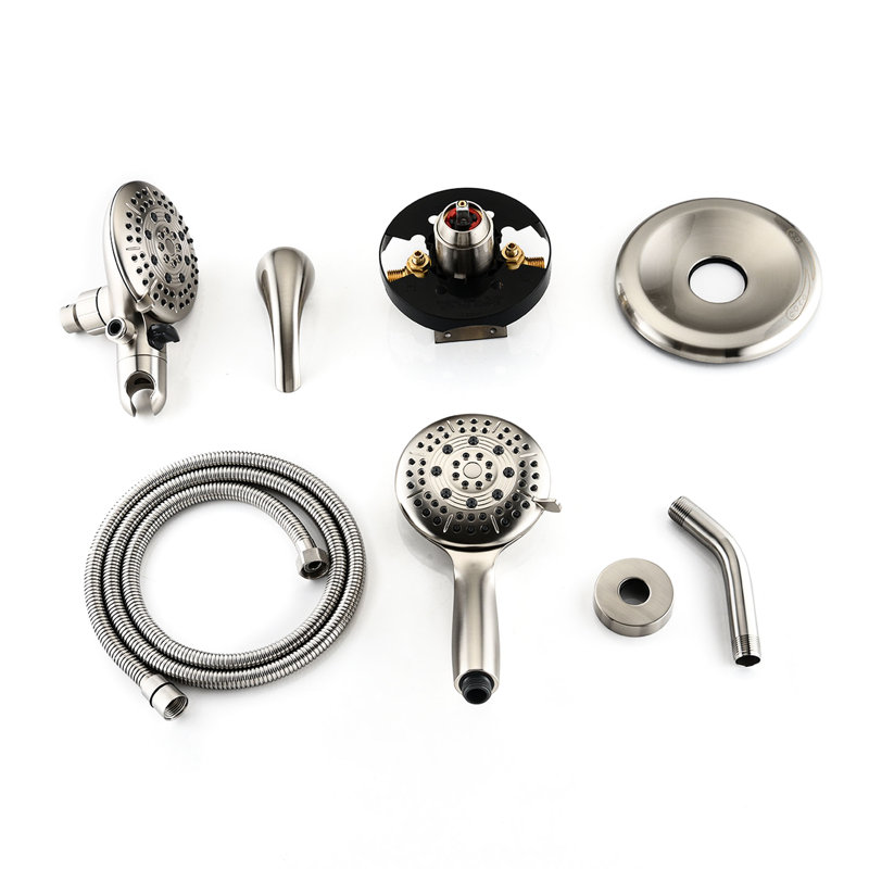 High Shower Head With Handheld - Corrosion 6 Spray Patterns Brushed Nickel Rain Modes & Arm Discoloration, Brushed Nickel