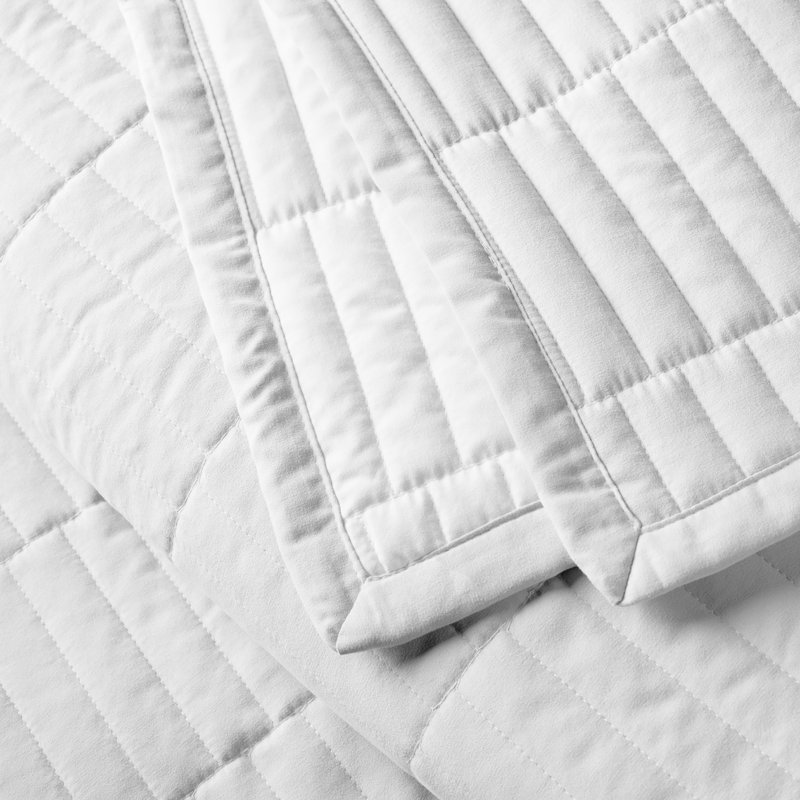 Codora réversible deux tons 3 pièces Ensemble de courtepointe avec taies décoratives, Blanc et blanc