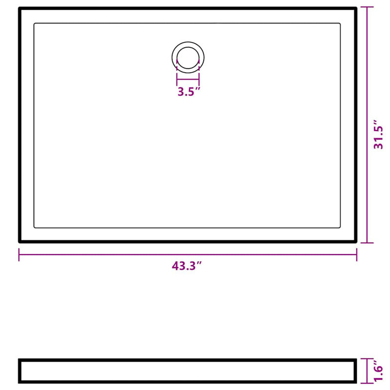 vidaXL Shower Base Tray, Non-slip Bathroom Shower Pan, Reinforced ABS, Black