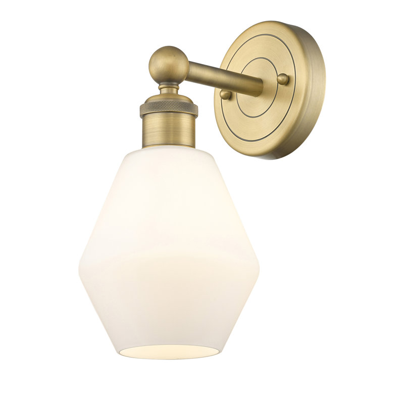 Amylea Armed Sconce, Cased Matte White, Brushed Brass
