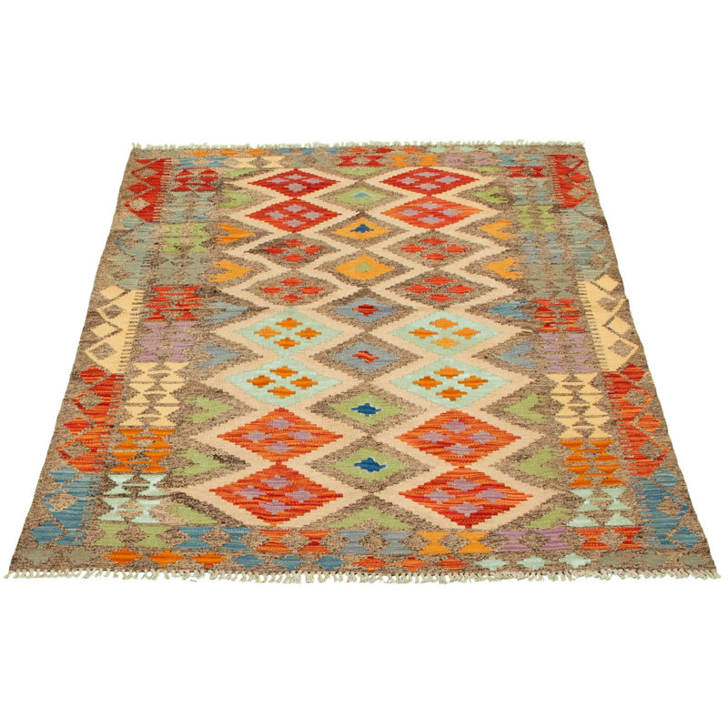 Tapis décoratif en laine noué à la main de conception unique 4 pi 8 po x 6 pi 7 po noué à la main New Age