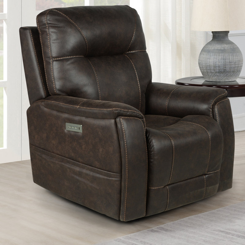 Aveneil Upholstered Power Recliner, Dark Brown