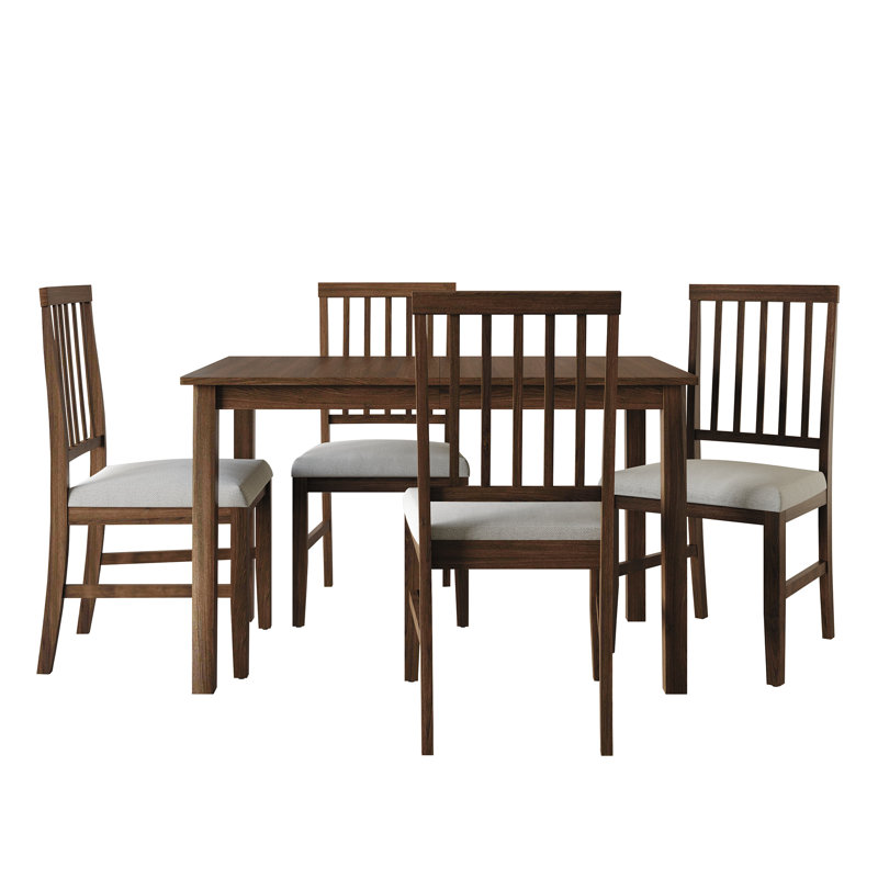 Ensemble de salle à manger Nivens, 5 pièces: table, 4 chaises, Brun