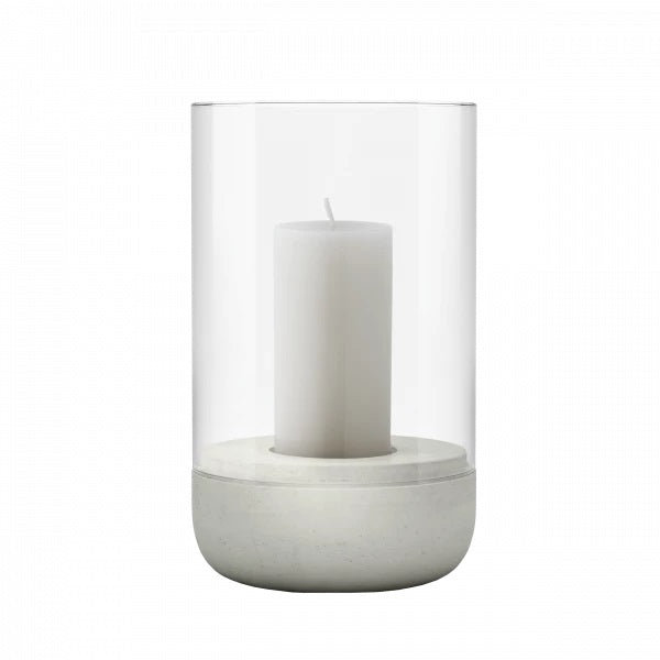CALMA Hurricane Candle Holder, 7.9" H x 4.7" W x 4.7" D, Lily White