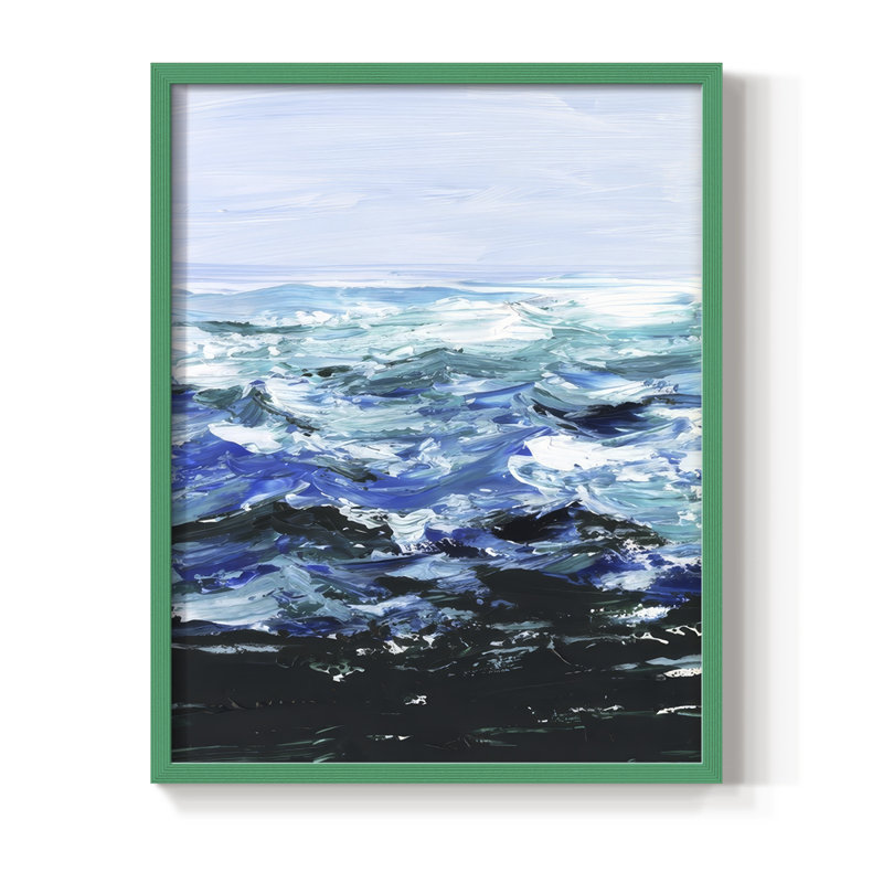 «Sous la surface de la mer I», Vert, H 15 po x l 12 po