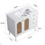 Meuble-lavabo de 36 po avec lavabo en céramique et meuble de rangement en rotin avec deux portes et un tiroir