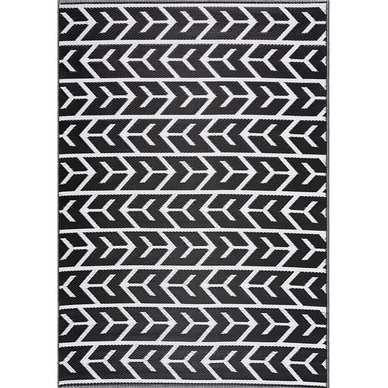 Charicy Corrigan Studio® Reversible Indoor/Outdoor 100% Recycled Plastic Floor Mat/Rug - Weather, Water, Stain, Fade And UV Resistant - Amsterdam- Black & White