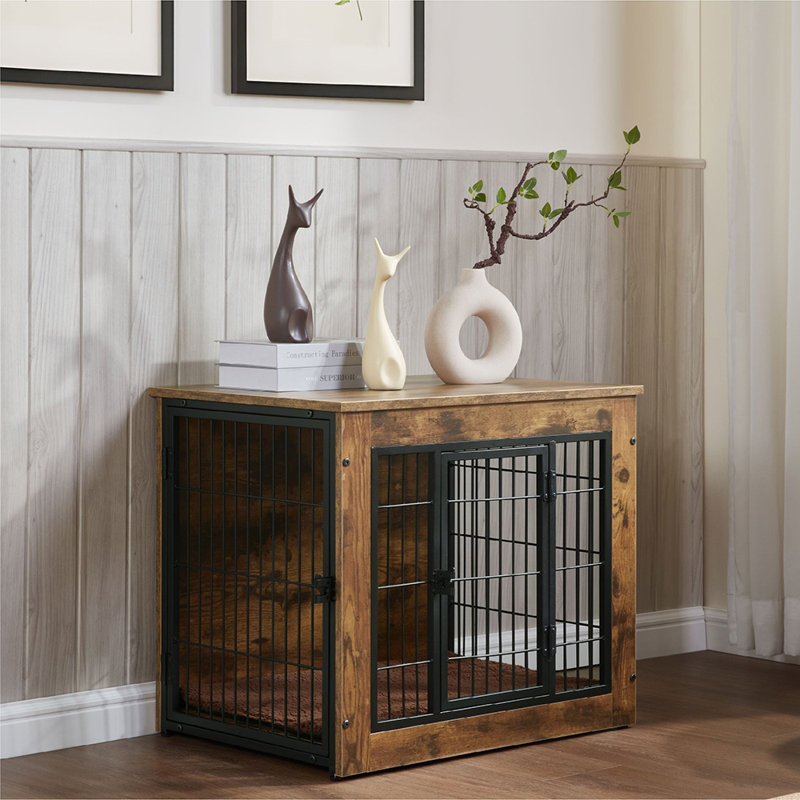 Furniture Style Dog Crate With Mat, Small (32.8" H x 20" W x 27.2" D)