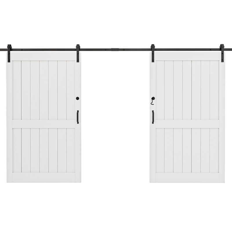 Panelled Barn Door with Soft Closing Installation Hardware Kit, 96" x 84"