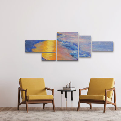 5 Panel Wall Art Set - Rita Kirkman 'Beach Sunrise 5' Canvas Wall Art for Living Room, Bedroom, or Office Decor by 