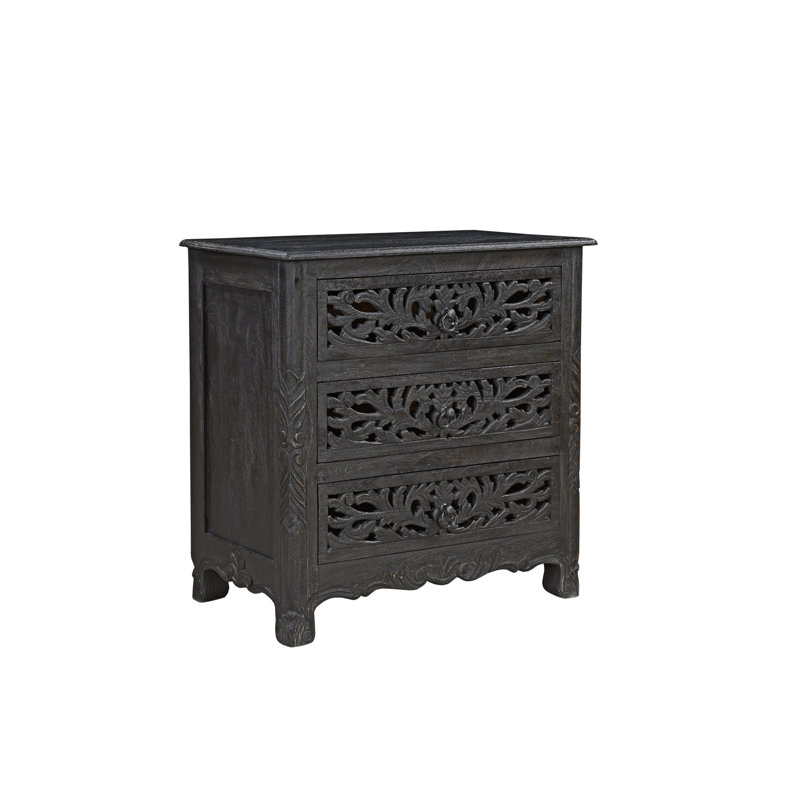 Harleen 30'' W Solid Wood Nightstand, Black