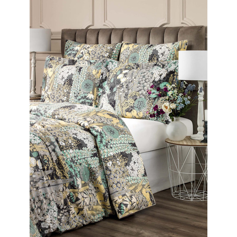 Vivien Sateen Fitted Sheet, Queen, Floral 1
