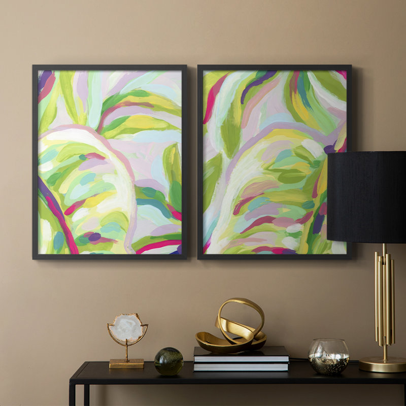 «Bright Tropical Abstraction III», reproduction encadrée de qualité supérieure - prête à être accrochée - aucun clou requis - aucun clou requis