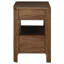 Table de chevet en noyer avec deux tiroirs, colonnes arrondies et tiroir doublé, idéale pour le rangement dans la chambre à coucher, étagère de chevet ouverte à 2 tiroirs de style Mid-Century, placage de bois de feutre brun foncé, décor