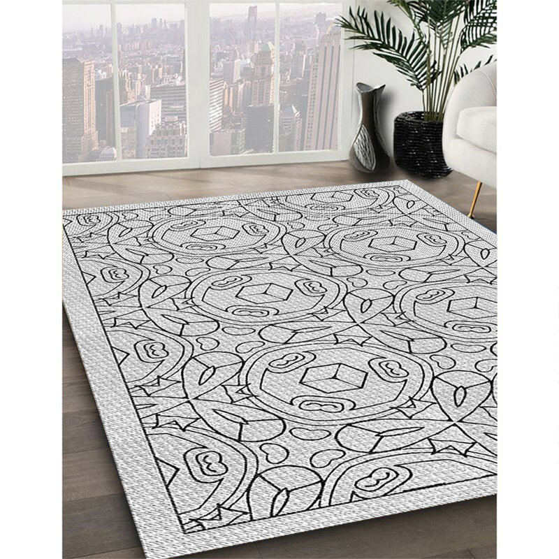 Tapis gris tissé à la machine, Rectangle 7 pi x 10 pi