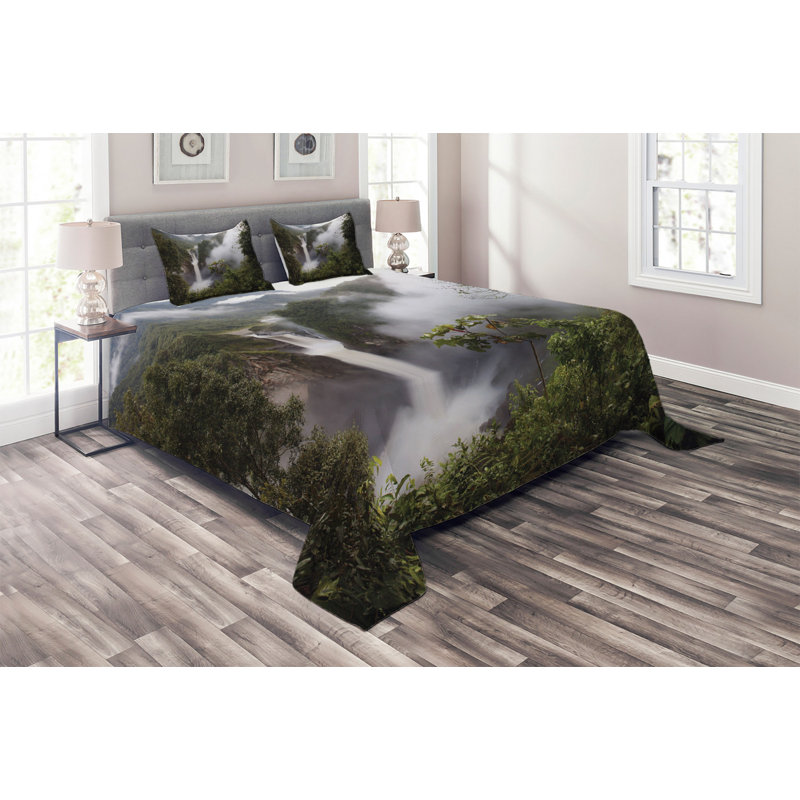 Forest Rustic Polyester Coverlet, King Bedspread + 2 Shams