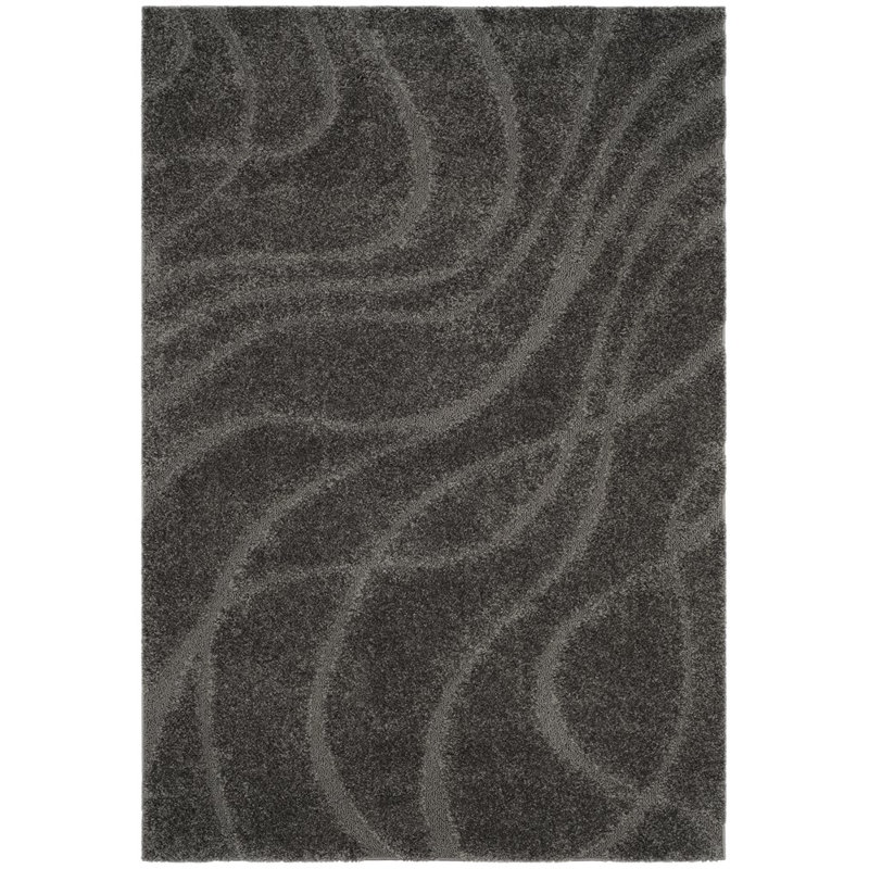 Ashal Abstract Charcoal Gray Area Rug, Rectangle 3'3" x 5'3"