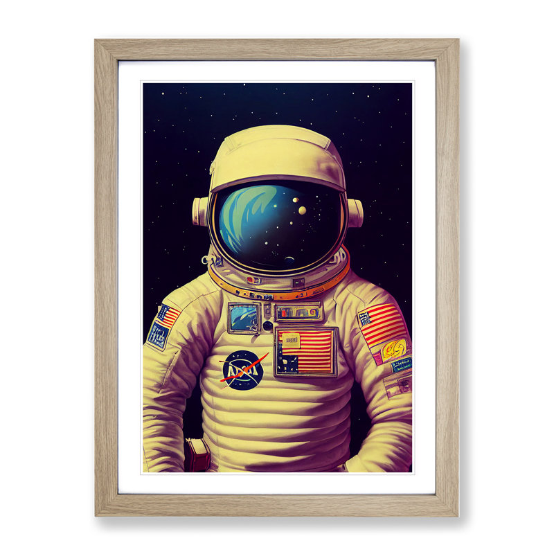 Marvellous Astronaut - Framed Print, 46cm H x 34cm W x 2cm D, Oak Framed