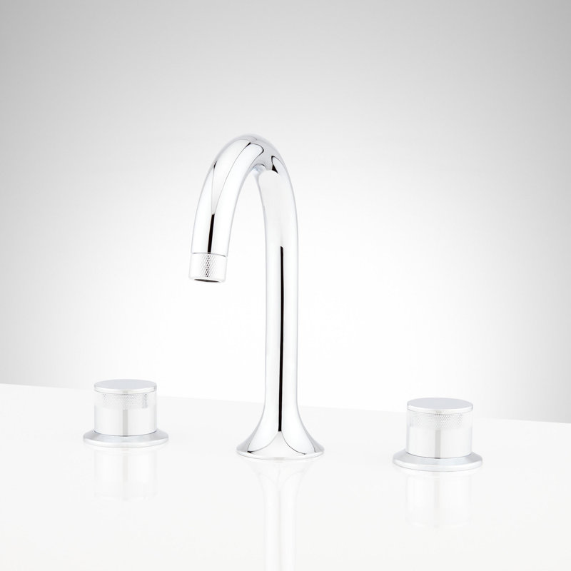 Lentz 1.2 GPM Widespread Bathroom Faucet with Lever Handles, Chrome, Knob Handle