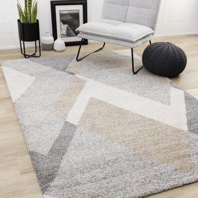 Marrion Cream Beige Grey Dense Shag Luxury Indoor Area Rug