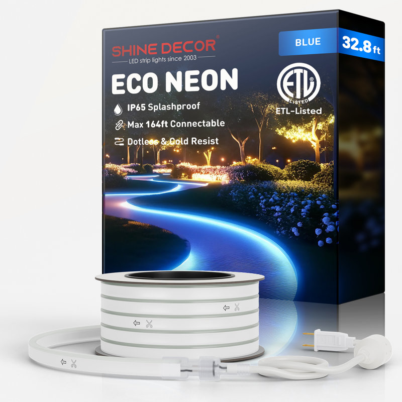 Cordon néon 120V Shine Decor bleu, 396"