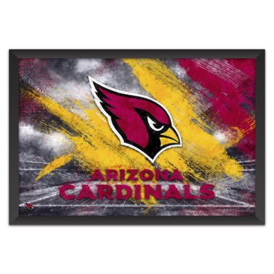 Sporticulture NFL Arizona Cardinals - Affiche encadrée avec logo de l'équipe, style pinceau, 35,5 x 51 cm (14 x 20 pouces) - Décoration murale idéale pour les amateurs de football américain
