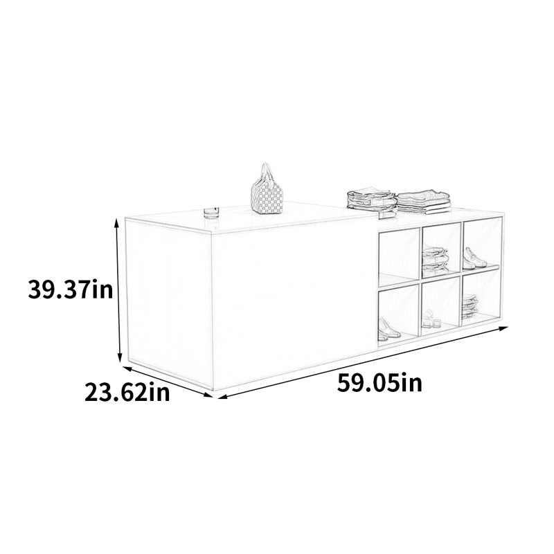 Simple style solid wood display cabinet, 39.37" H x 59.05" W x 23.62" D