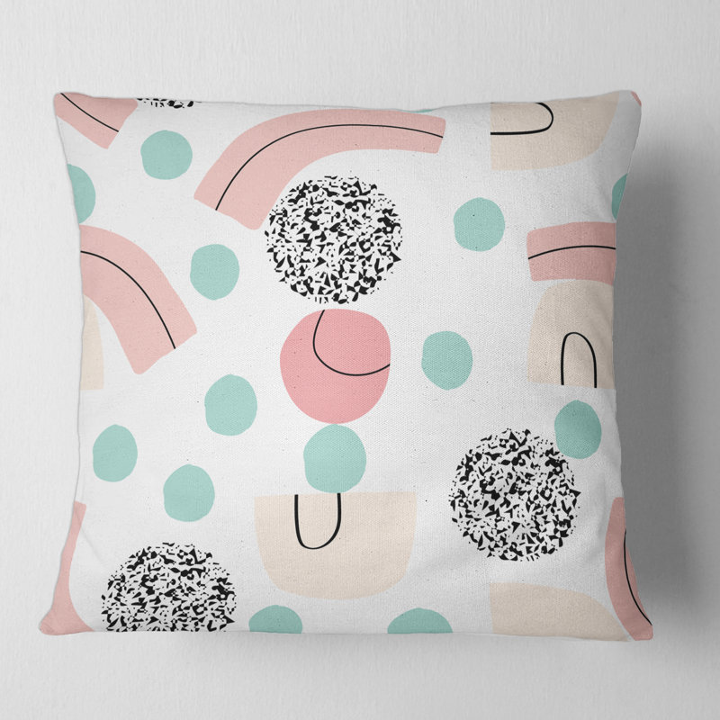 Elements In Pastel Tones - Modern Printed Throw Pillow, 18" x 18"