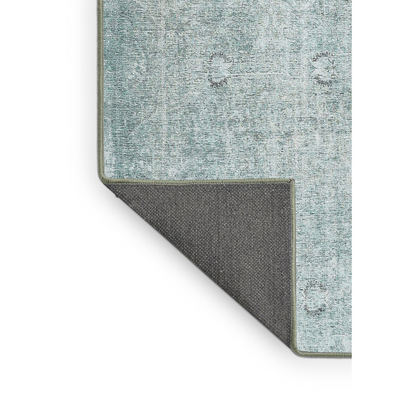 Tapis bleu sarcelle clair Deering, Rectangle 7 pi x 9 pi