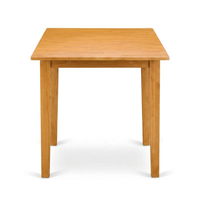 Oak Finish Solid Wood Rectangle Dining Table Set 3Pc Modern Slat Back Design