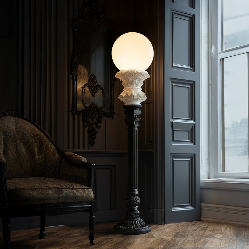 Lampes sur pied en résine noire et acrylique