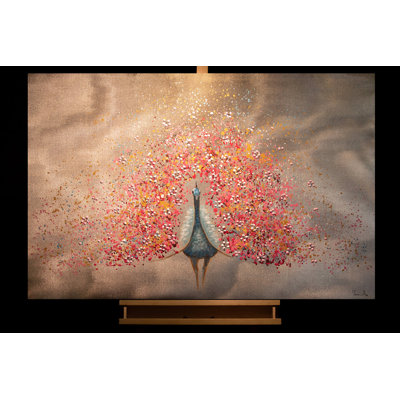 Hand -painted golden peacock acrylic painting