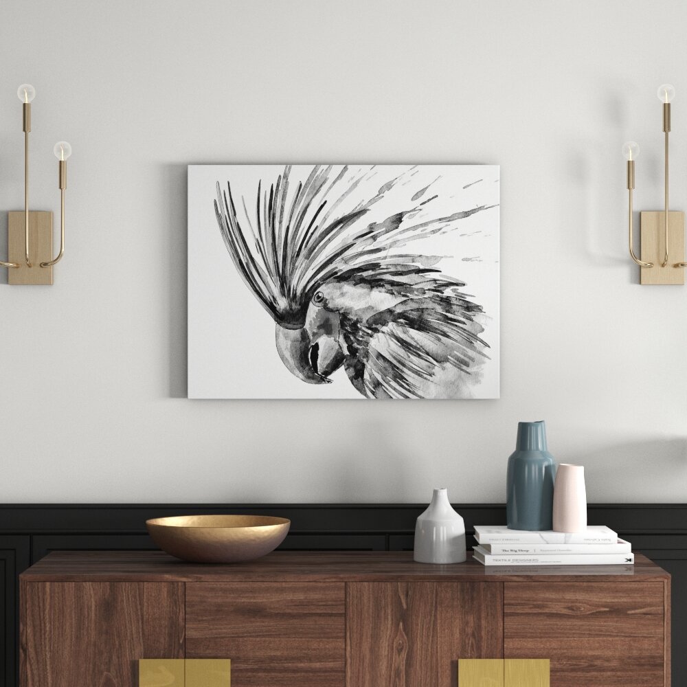 Leinwandbild Exotischer Vogel Kunst in Monochrom