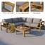 Ensemble de conversation d'extérieur en bois d'acacia 4 pièces, ensemble de conversation en forme de L en teck avec coussins et tables-1865343111