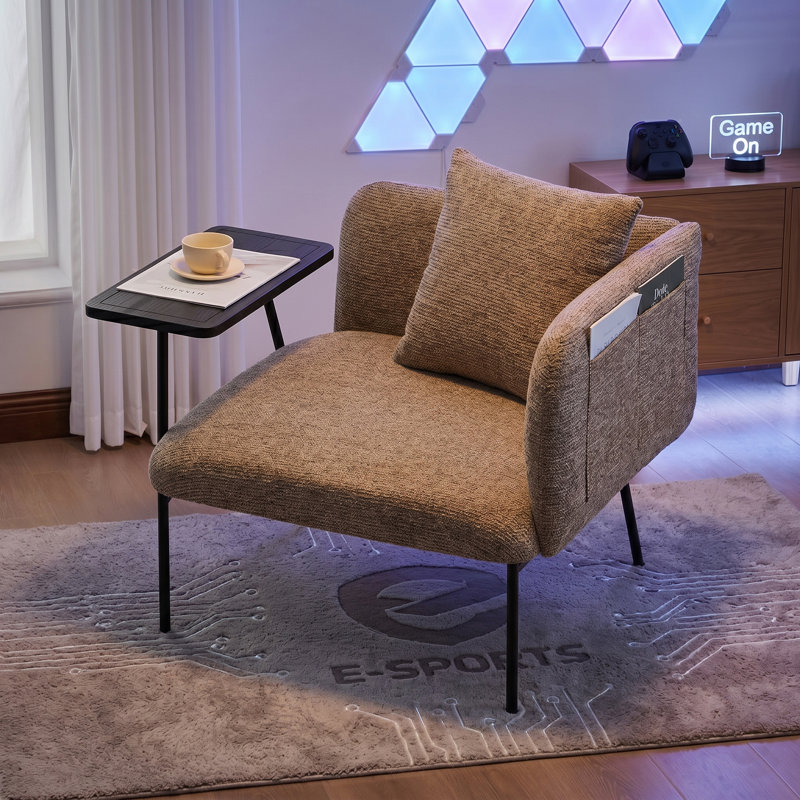 Chaise de loisir décorative avec petite table et coussin de dossier, Kaki